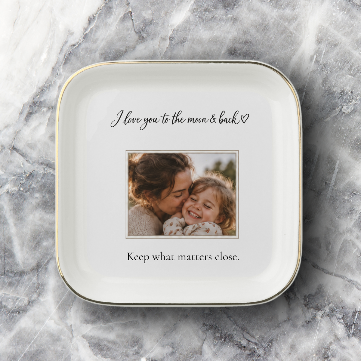 Keep Her Close — Personalized Photo & Handwriting Jewelry Dish