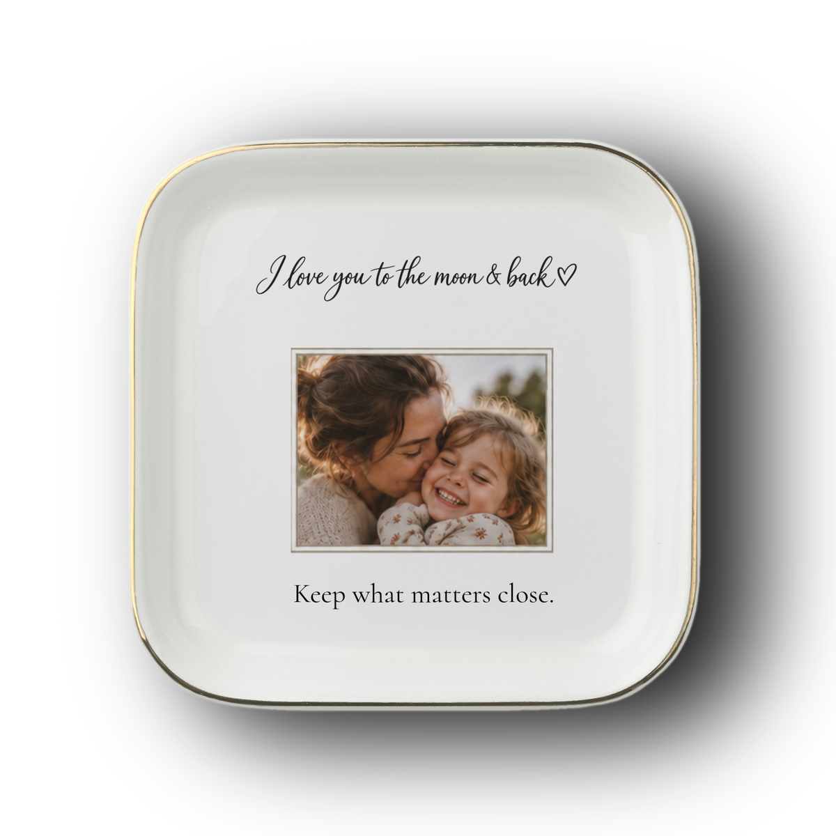 Keep Her Close — Personalized Photo & Handwriting Jewelry Dish