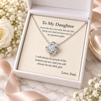 To My Daughter Love Knot Necklace in 14K white gold finish with standard white gift box